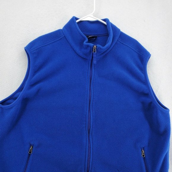 LAND'S END Vest Men's Full Zip Fleece Blue Mock Neck Zipper Pockets Size Reg XXL - Picture 4 of 11